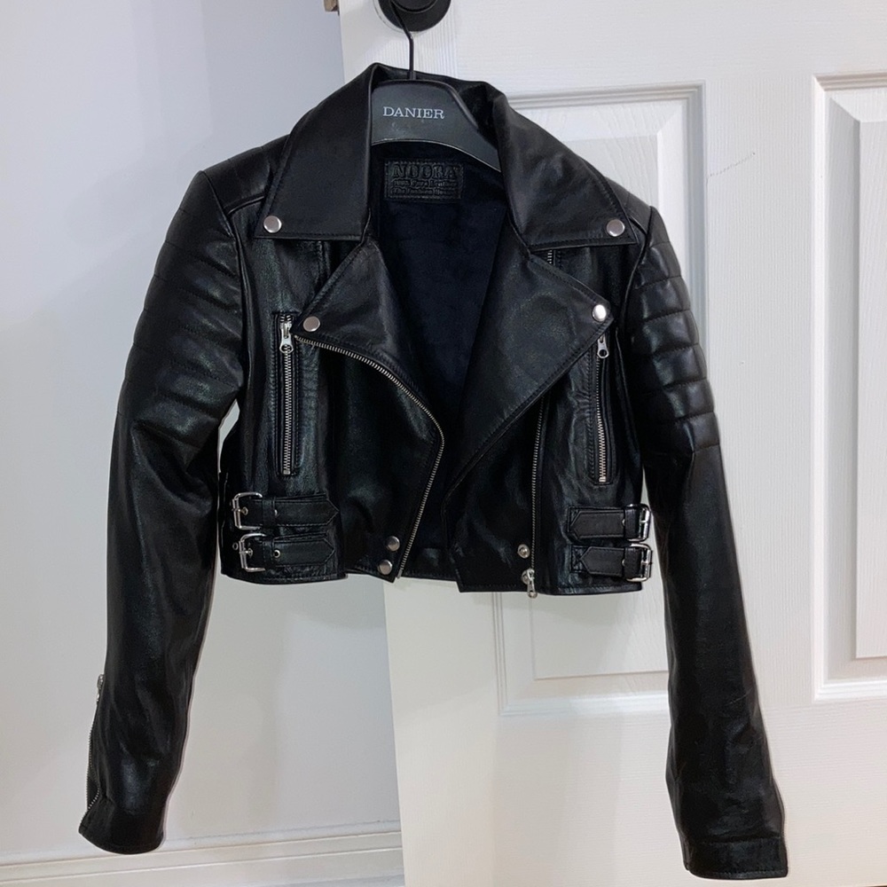 Leather biker jacket